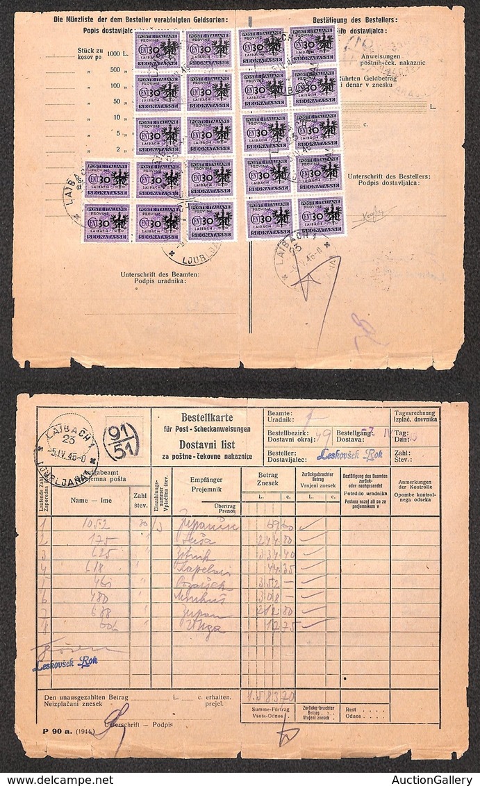 OCCUPAZIONI STRANIERE DI TERRITORI ITALIANI - OCCUPAZIONE TEDESCA - LUBIANA - Modulo Amministrativo Del 7.4.45 Con 22 Pe - Altri & Non Classificati