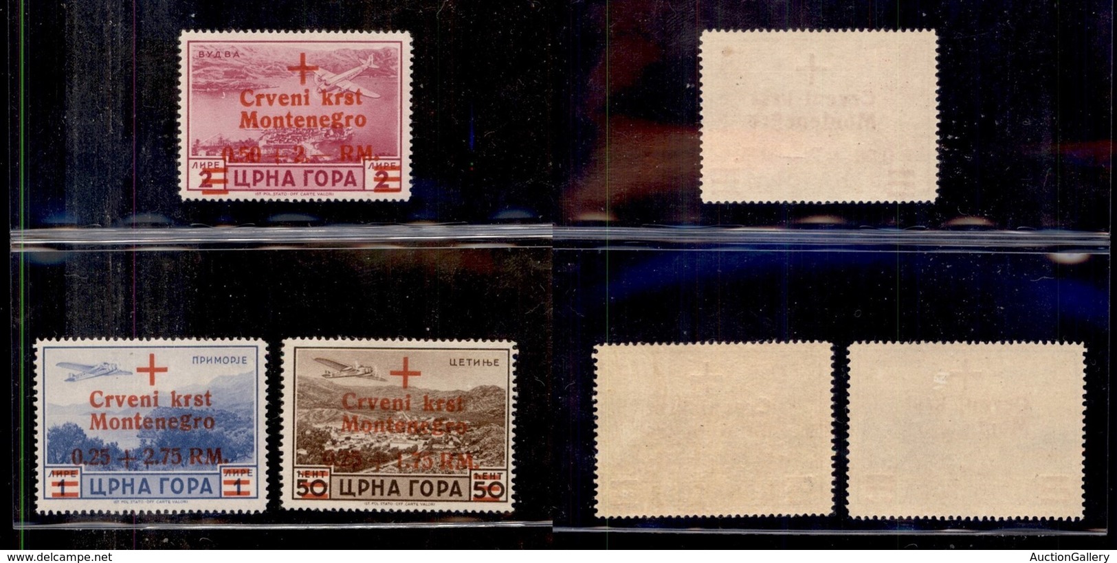 OCCUPAZIONI STRANIERE DI TERRITORI ITALIANI - OCCUPAZIONE TEDESCA - MONTENEGRO - 1944 - Croce Rossa (9/11 - Aerea) - Ser - Altri & Non Classificati