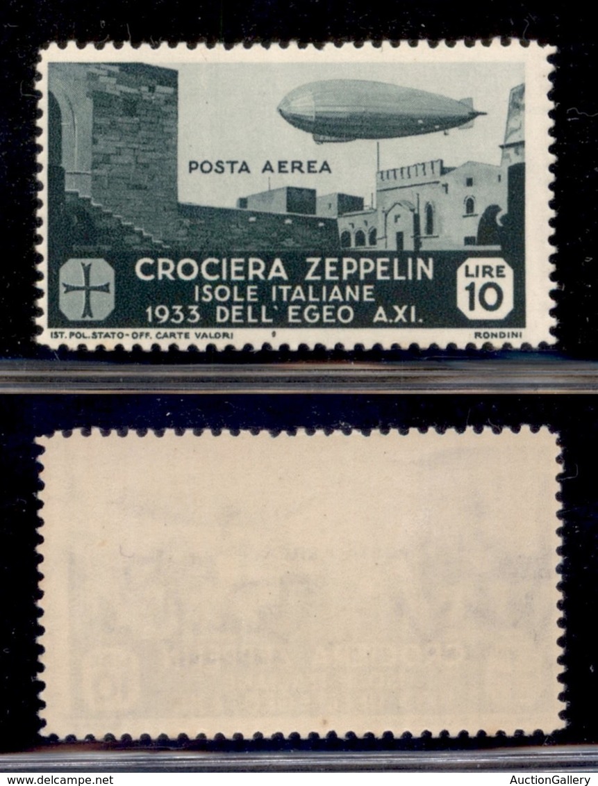 COLONIE - EGEO - EMISSIONI GENERALI - 1933 - 10 Lire Zeppelin (24) - Gomma Integra (450) - Otros & Sin Clasificación