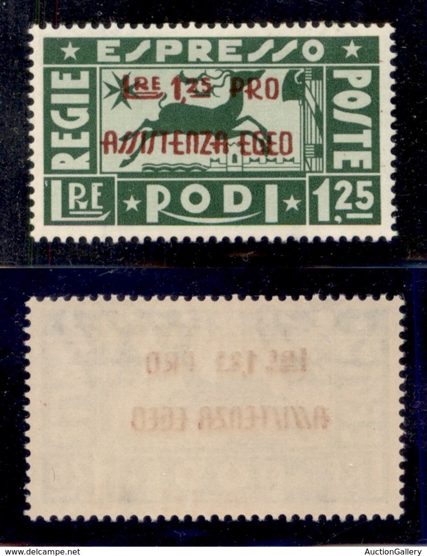 COLONIE - EGEO - OCCUPAZIONE TEDESCA DELL'EGEO - 1943 - 1,25 + 1,25 Lire (3) - Gomma Integra - Piega Diagonale (400) - Altri & Non Classificati