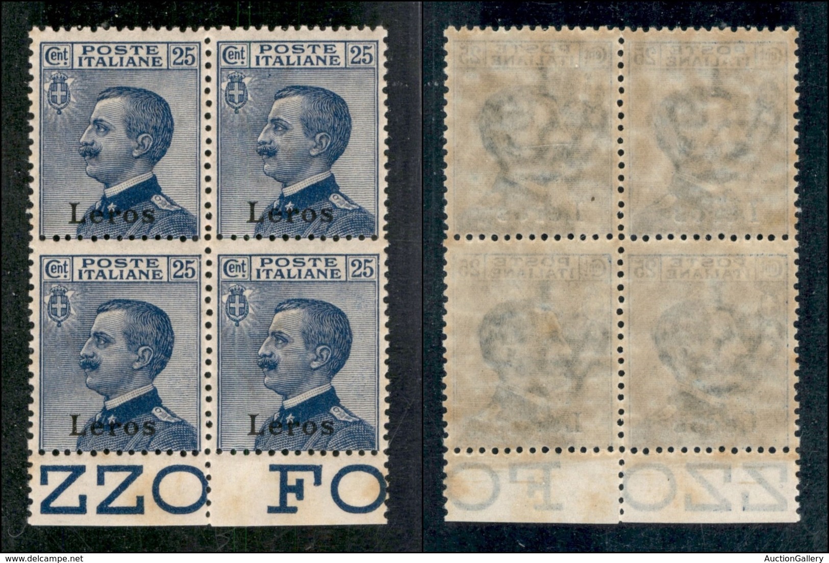 COLONIE - EGEO - LERO - 1912 - 25 Cent (5) In Quartina Bordo Foglio - Gomma Integra (1.100+) - Altri & Non Classificati