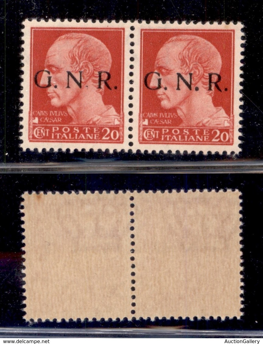 RSI - G.N.R. BRESCIA - 1943 - 20 Cent (473/Ioa + 473/Ipb) In Coppia (N Punto Scalpellato + M Punto Grosso) - Gomma Integ - Altri & Non Classificati