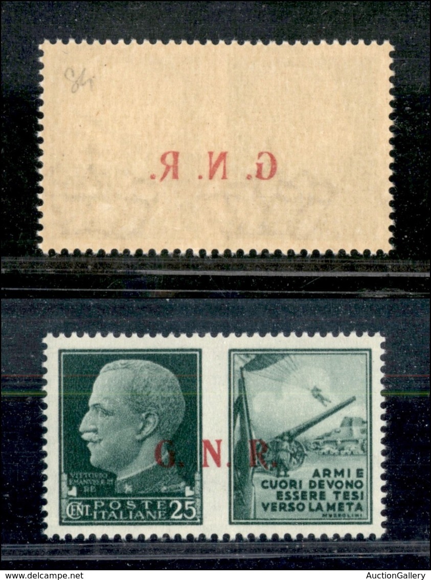 RSI - G.N.R. BRESCIA - Propaganda Di Guerra - 1943 - 25 Cent Esercito (14/IIf + Ee) Con Decalco + Punto Piccolo Dopo N ( - Altri & Non Classificati