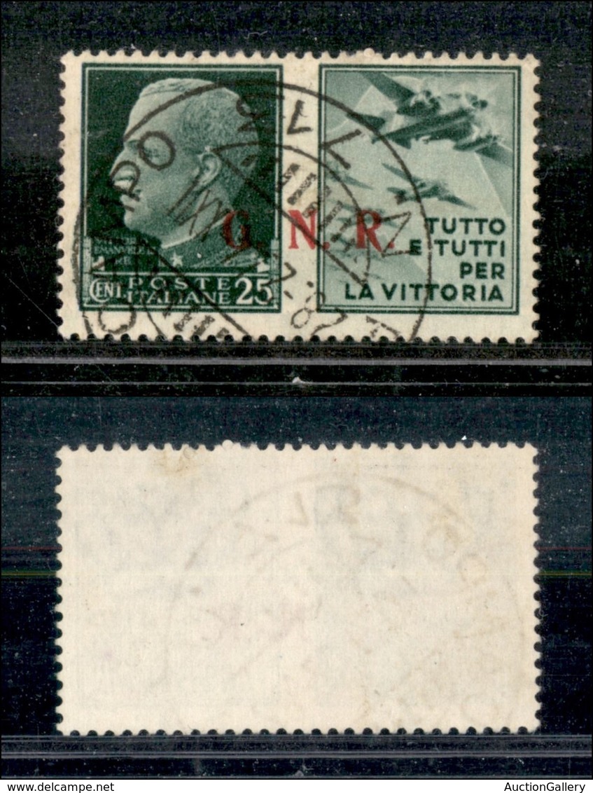 RSI - G.N.R. BRESCIA - Propaganda Di Guerra - 1943 - 25 Cent Aviazione (15/IIef) Usato - Punto Piccolo Dopo R - Altri & Non Classificati