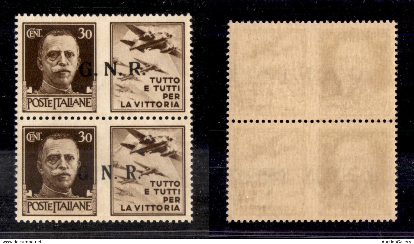 RSI - G.N.R. BRESCIA - Propaganda Di Guerra - 1943 - Secondo + Terzo Tipo - 30 Cent Aviazione (19/I + 19/II) In Coppia - - Altri & Non Classificati