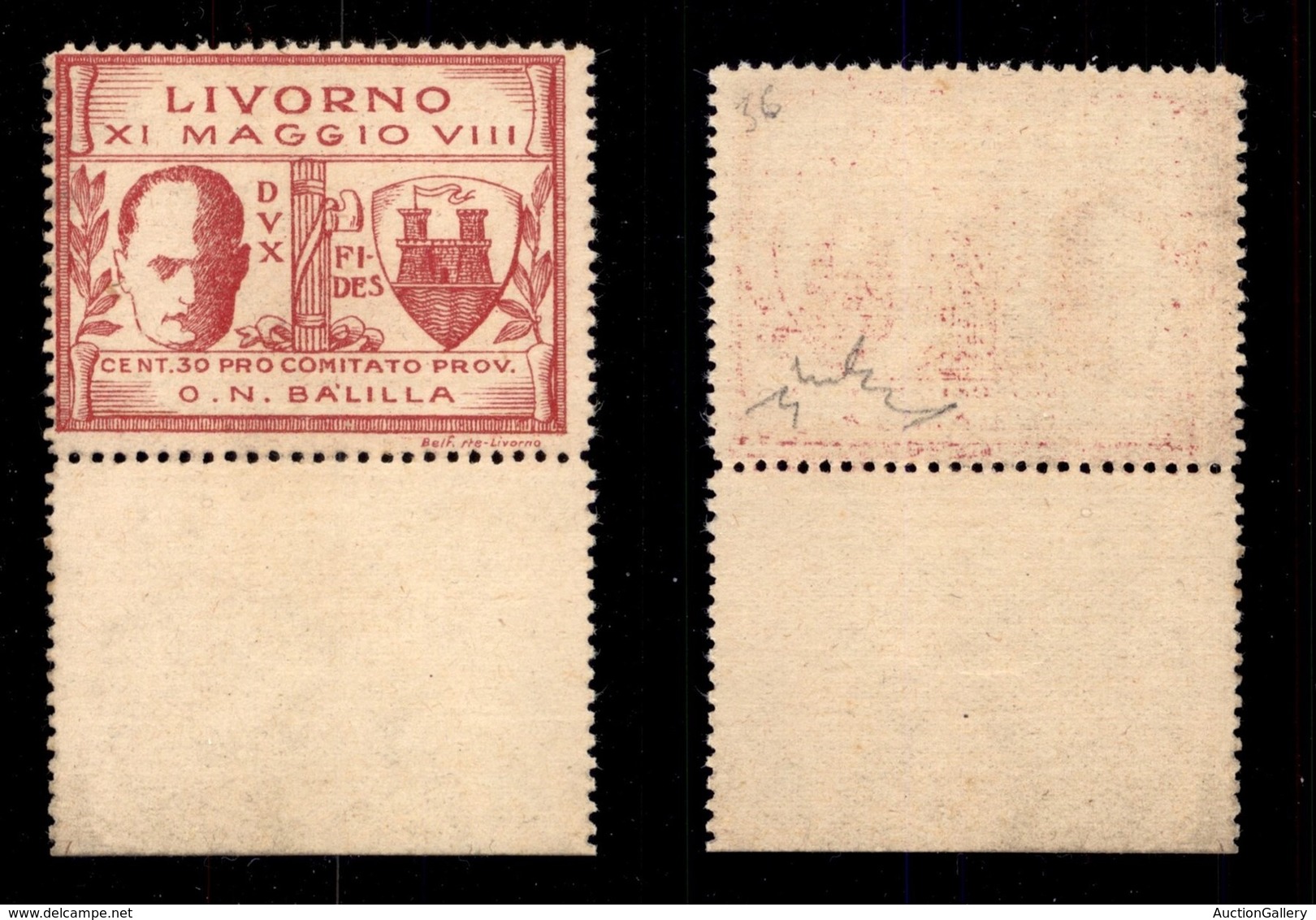 EMISSIONI LOCALI - LIVORNO - 1930 - 30 Cent (1c) Bordo Foglio (pos. 36 -  Belf Rte) - Punto Tra A  E L - Gomma Integra - - Altri & Non Classificati