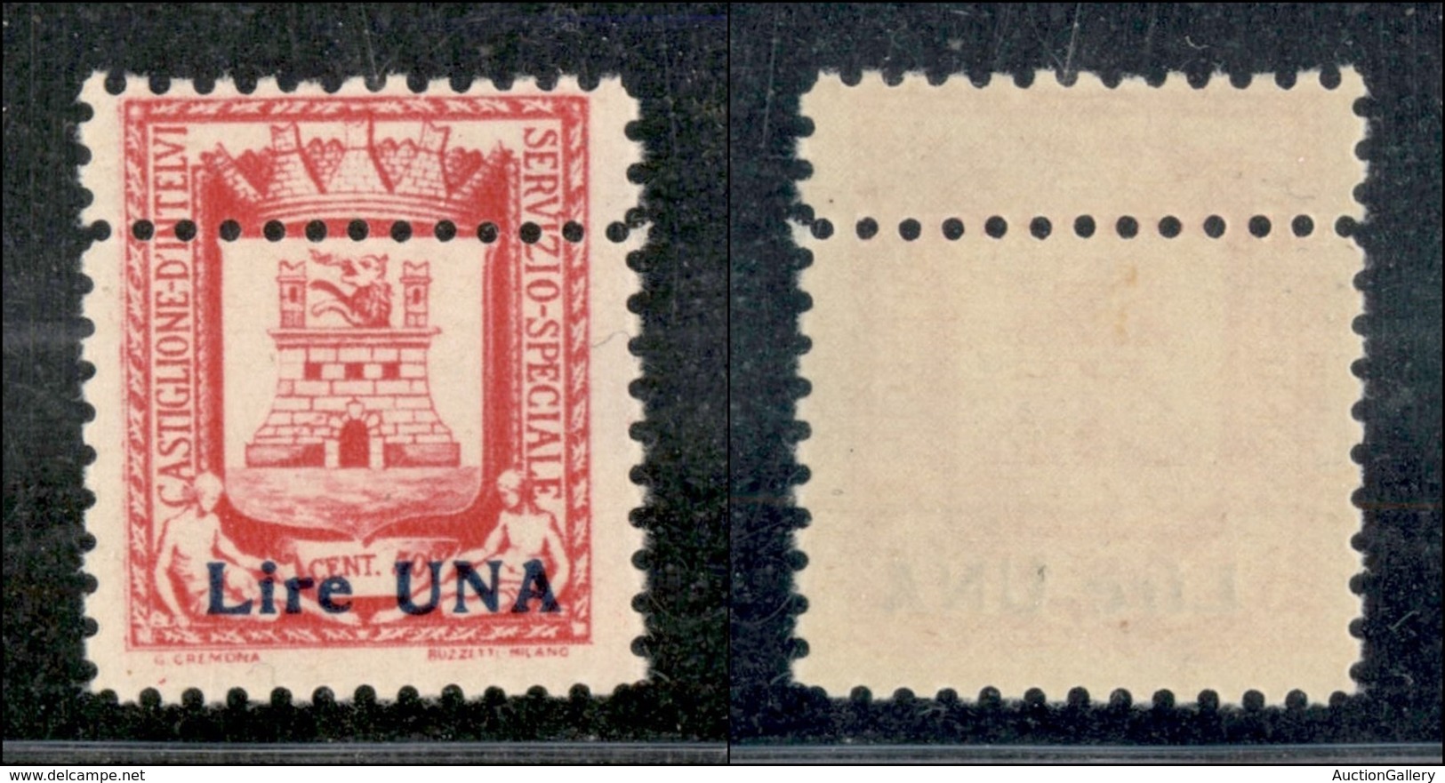 EMISSIONI LOCALI - CASTGLIONE D'INTELVI - 1945 - 1 Lira Su 50 Cent (19cc) Con Doppia Dentellatura - Gomma Integra (330) - Altri & Non Classificati