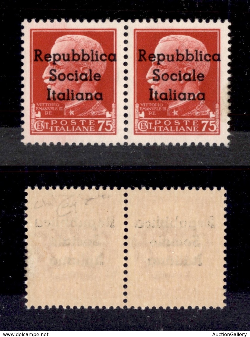 EMISSIONI LOCALI - TERAMO - 1944 - 75 Cent (7 + 7 L) In Coppia Con U Più Piccola A Destra - Gomma Integra - Raybaudi + C - Altri & Non Classificati