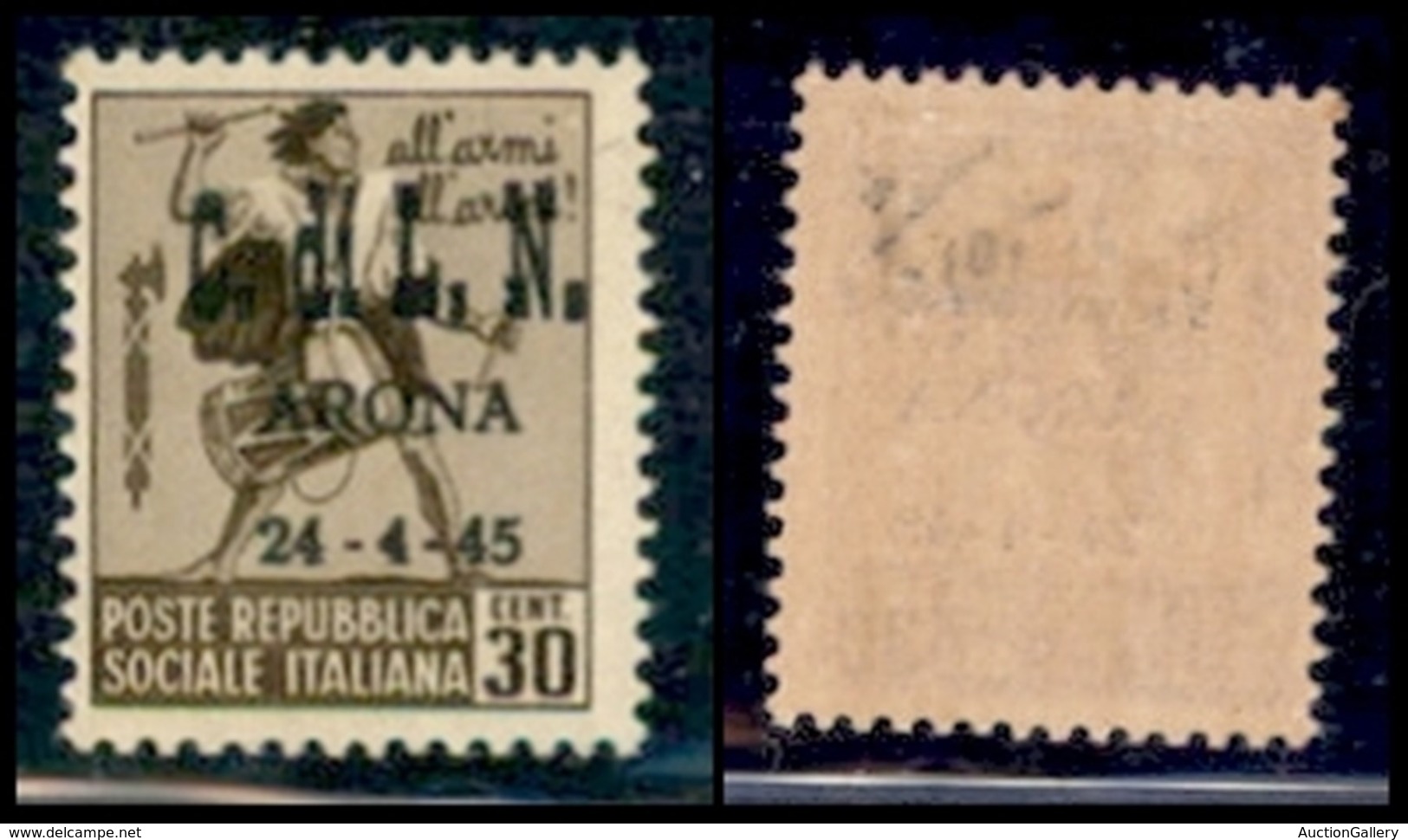 C.L.N. - ARONA - 1945 - 30 Cent (17) - Gomma Originale - Cert. AG (2.250) - Altri & Non Classificati