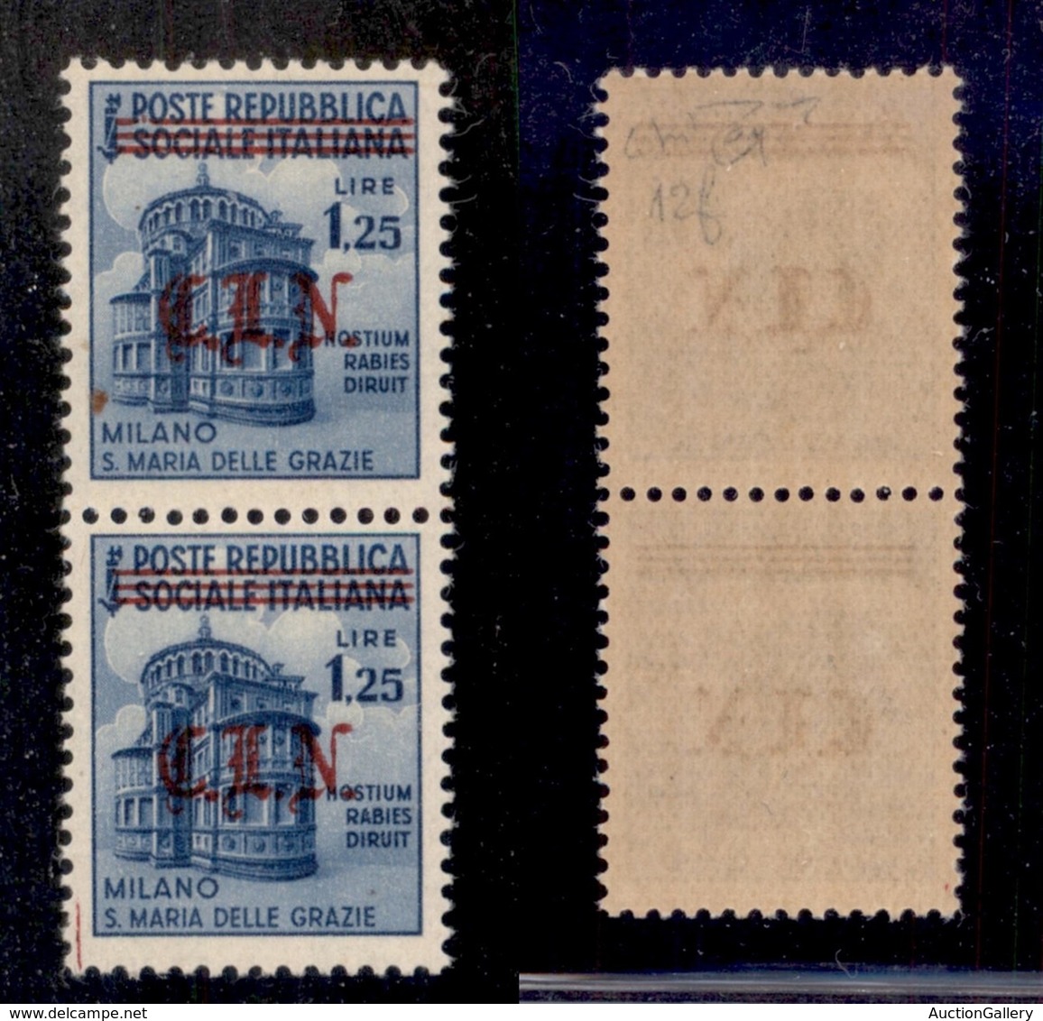 C.L.N. - TORINO - 1945 - 1,25 Lire (Unificato 12c + 12 - Errani 12f + 12) - Sbarra Spezzata In Coppia Col Normale (pos.  - Altri & Non Classificati