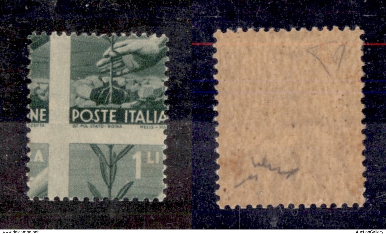 REPUBBLICA - POSTA ORDINARIA - 1945 - 1 Lira Democratica (550va) - Dentellatura Spostata - Gomma Integra - Diena - Altri & Non Classificati