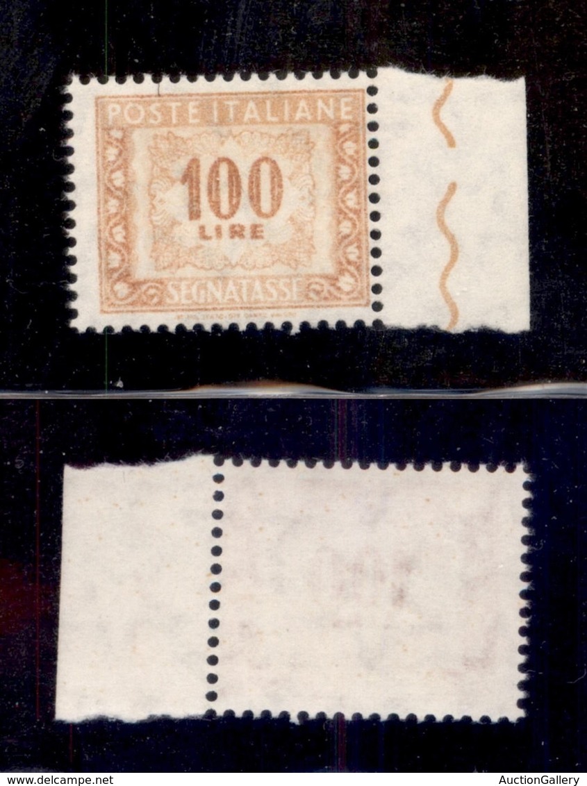 REPUBBLICA - SEGNATASSE - 1957 - 100 Lire (119/IIaa) Bordo Foglio - Stampa Evanescente - Gomma Integra (400) - Altri & Non Classificati