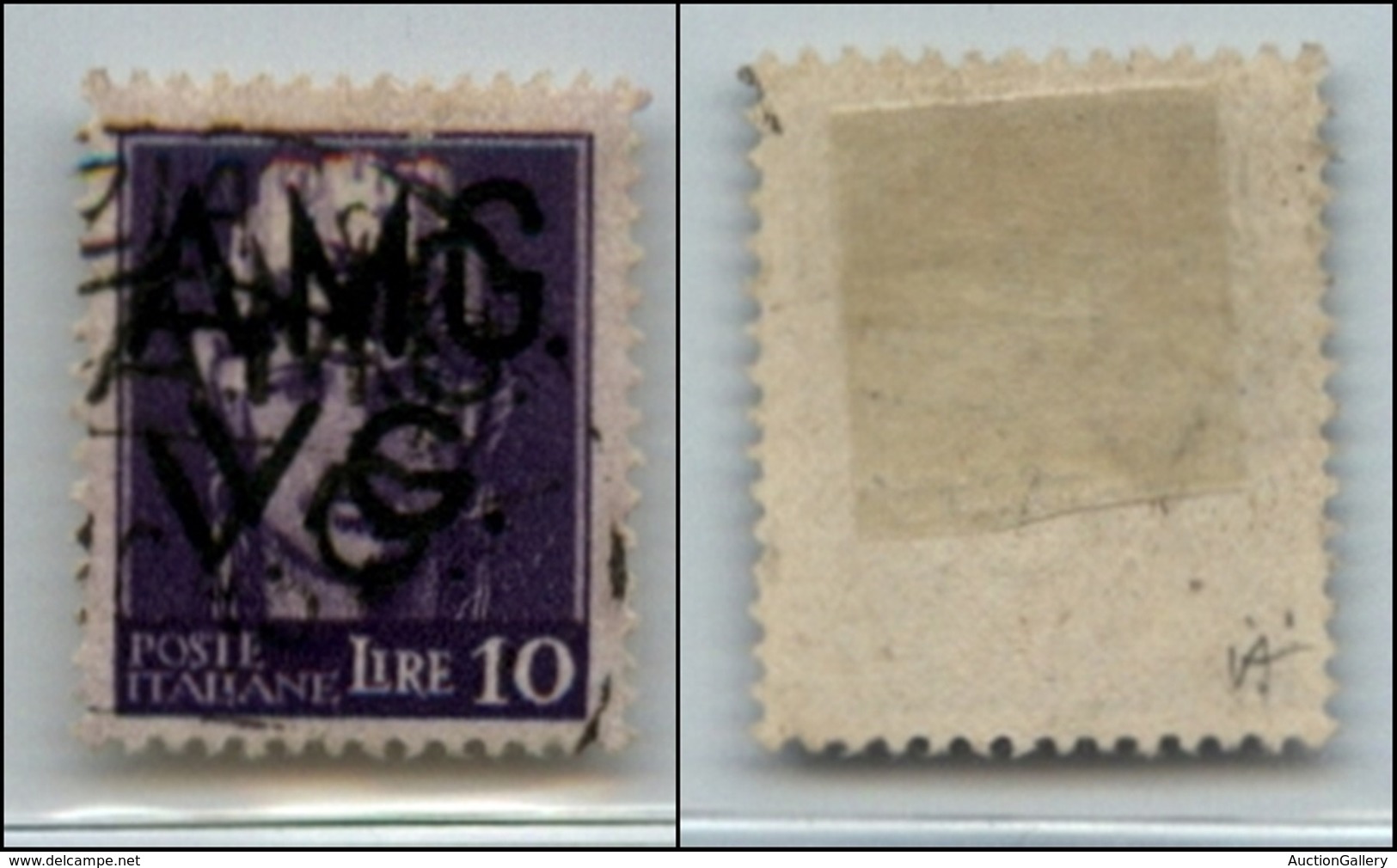 TRIESTE - AMG VG - 1945  10 Lire (11e) Usato - Doppia Soprastampa - Alfani (450) - Altri & Non Classificati