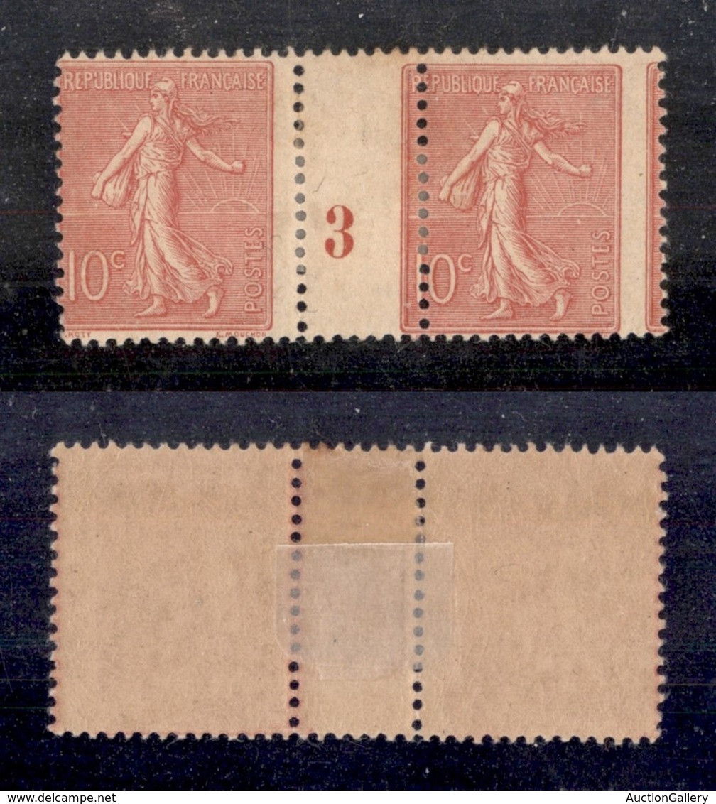 EUROPA - FRANCIA - 1903 – Coppia 10 Cent (129) Con Dentellatura Verticale Spostata Sull'interspazio E Numero Di Tavola – - Altri & Non Classificati