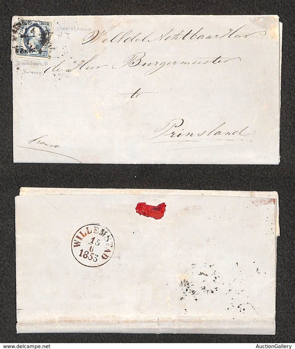 EUROPA - OLANDA - 5 Cent Guglielmo III (1) - Lettera Da Dirksland A Prinsland Del 13.6.53 - Francobollo Assottigliato - Altri & Non Classificati