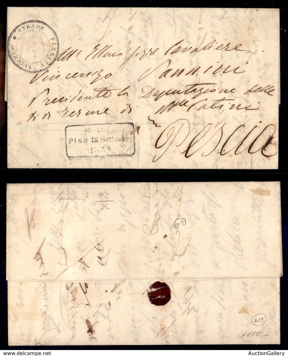 PREFILATELICHE - STRADE FERRATE - Strade Ferrate Lucchesi + S.F.L. Pisa 12 Settembre 1854 - Lettera Completa Di Testo Pe - Altri & Non Classificati