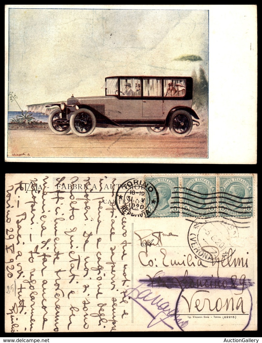 CARTOLINE - PUBBLICITARIE - Itala Automobili - Illustratore Biscaretti - Viaggiata 31.5.1920 FP - Altri & Non Classificati