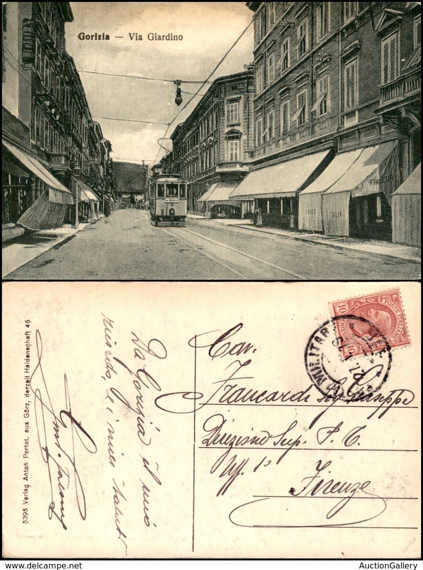 CARTOLINE - PAESAGGISTICHE - Gorizia - Via Giardino - Tram - Viaggiata 27.1.1919 - Altri & Non Classificati