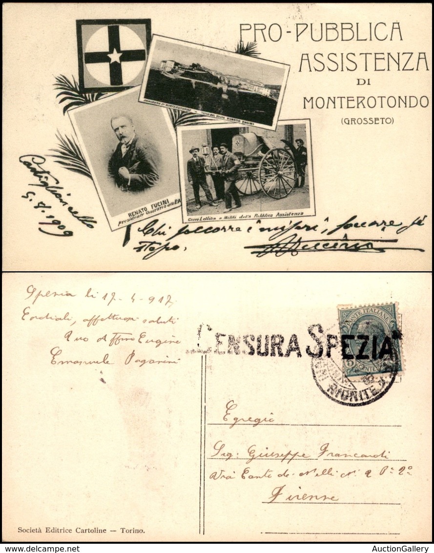 CARTOLINE - PAESAGGISTICHE - Monterotondo (Grosseto) - Pro-Pubblica Assistenza - Tre Immagini - Viaggiata 17.4.1917 - CE - Altri & Non Classificati