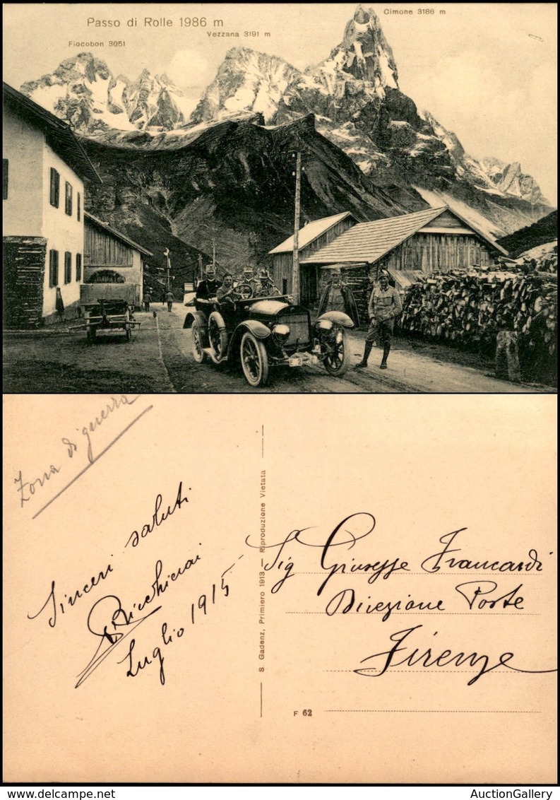 CARTOLINE - PAESAGGISTICHE - Passo Del Rolle (Trento) - Animata Con Automobile - Scritta Non Viaggiata Luglio 1915 Zona  - Altri & Non Classificati