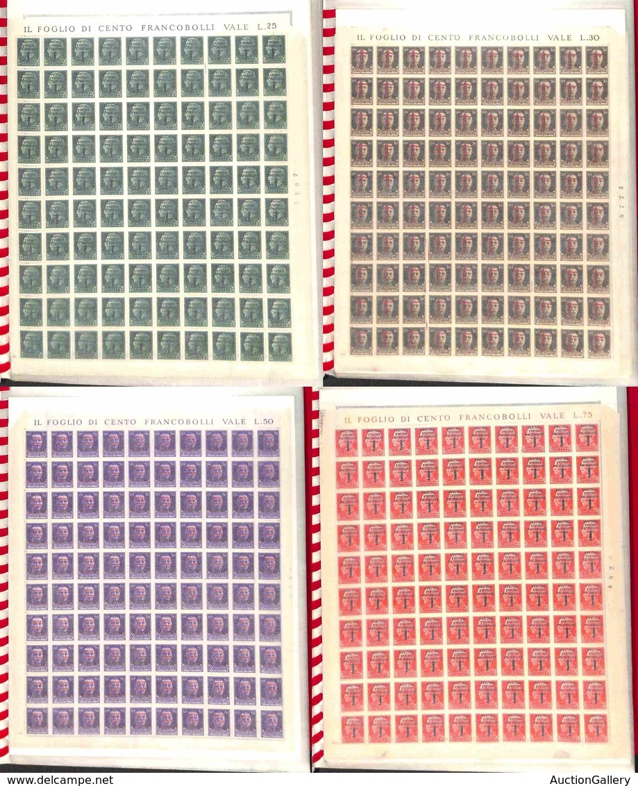 RSI - FASCETTI - 1944/1945 - Insieme In Fogli Di 100 Completi Di Bordi Di 9 Valori (491/495 + 21/22 Espressi) Anche Con  - Altri & Non Classificati