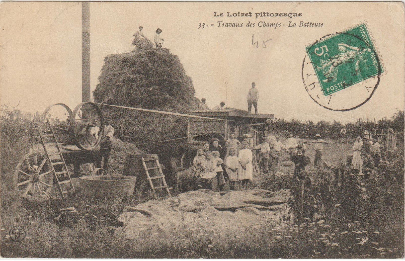 CPA  45   LE LOIRET PITTORESQUE TRAVAUX DES CHAMPS LA BATTEUSE - Otros & Sin Clasificación