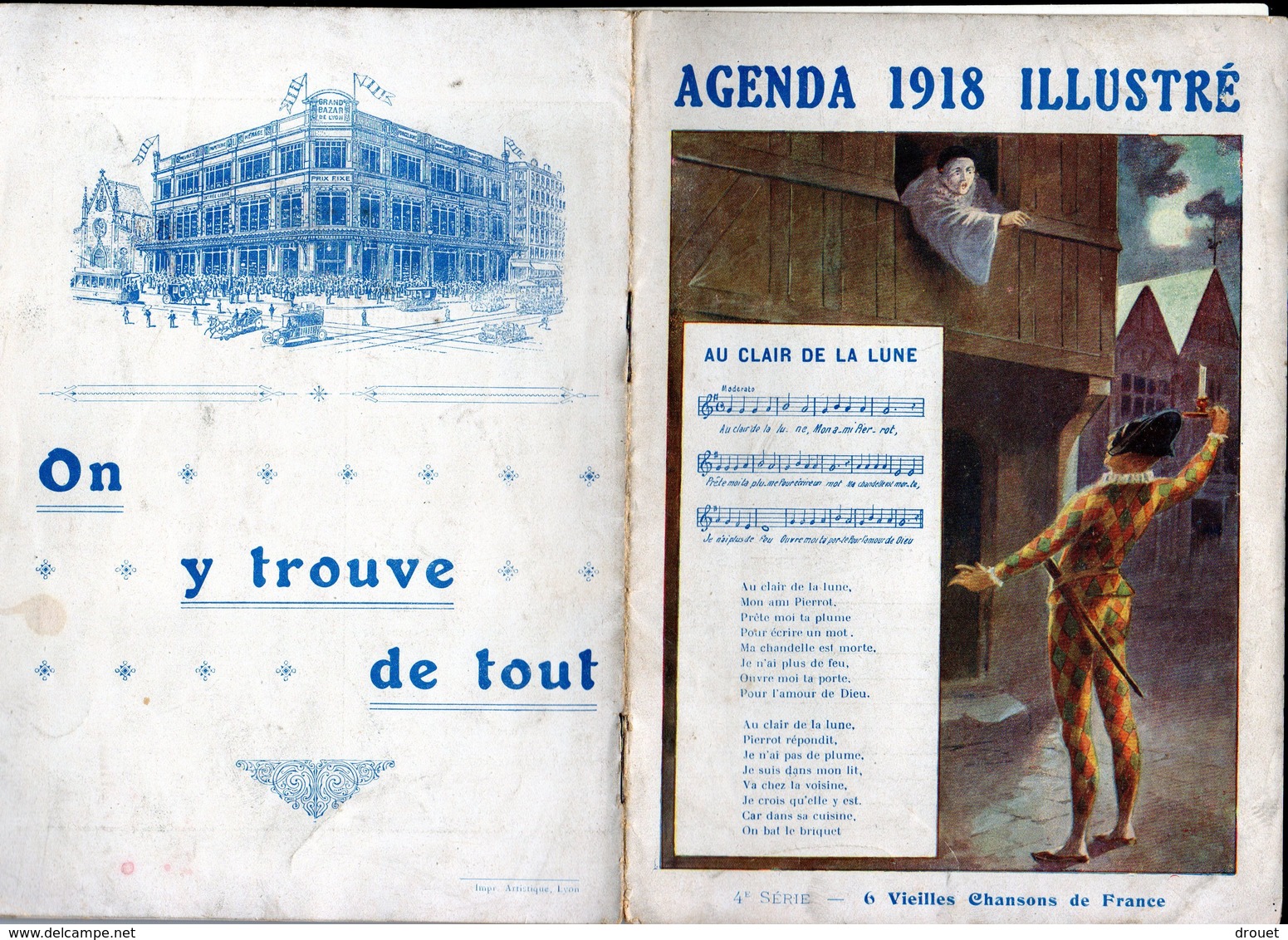 AGENDA 1918 - VIEILLES CHANSONS DE FRANCE - Grand Format : 1901-20