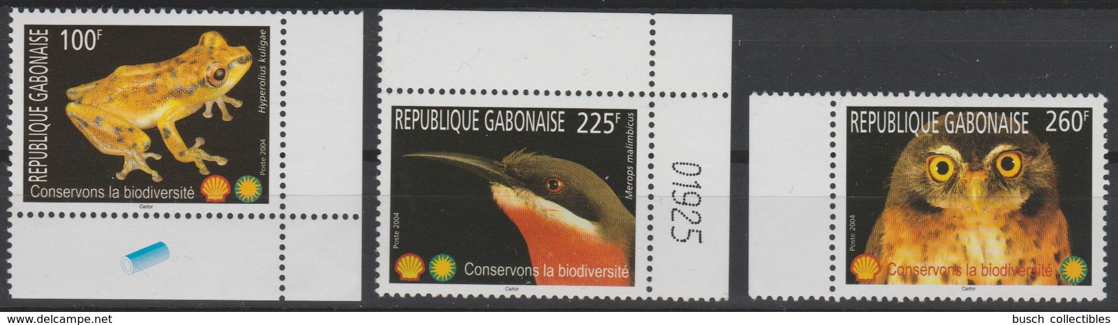 Gabon Gabun 2004 Mi. 1673 1675 1676 Conservons La Biodiversité Faune Fauna Bird Owl Reptile ULTRA Scarce  MNH** - Gabon (1960-...)
