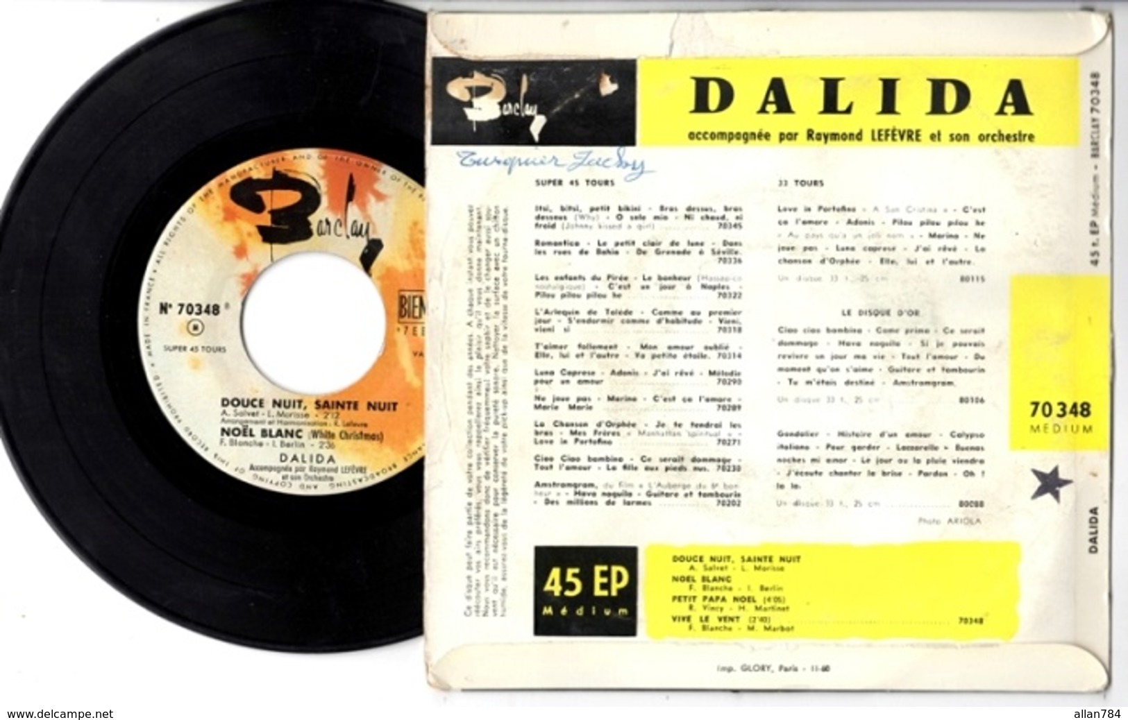 EP DALIDA - JOYEUX NOEL - NOEL BLANC + 3 - 1960 - BARCLAY 70348 - - Canzoni Di Natale