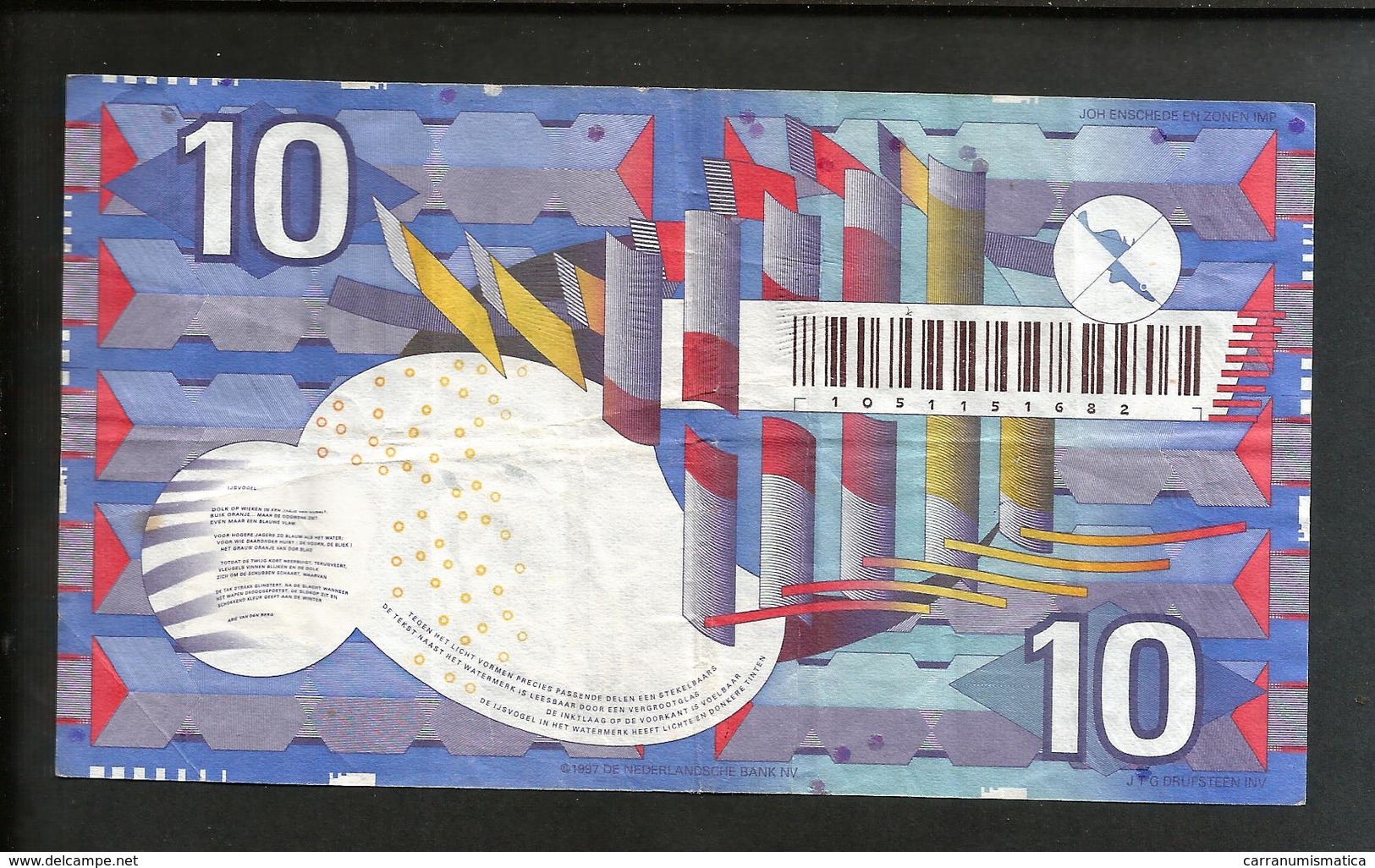 PAYS - BAS / NETHERLANDS / OLANDA - LOTTO 10 GULDEN  (1968 + 1997) 2 DIFFERENT BANKNOTES - 10 Gulden