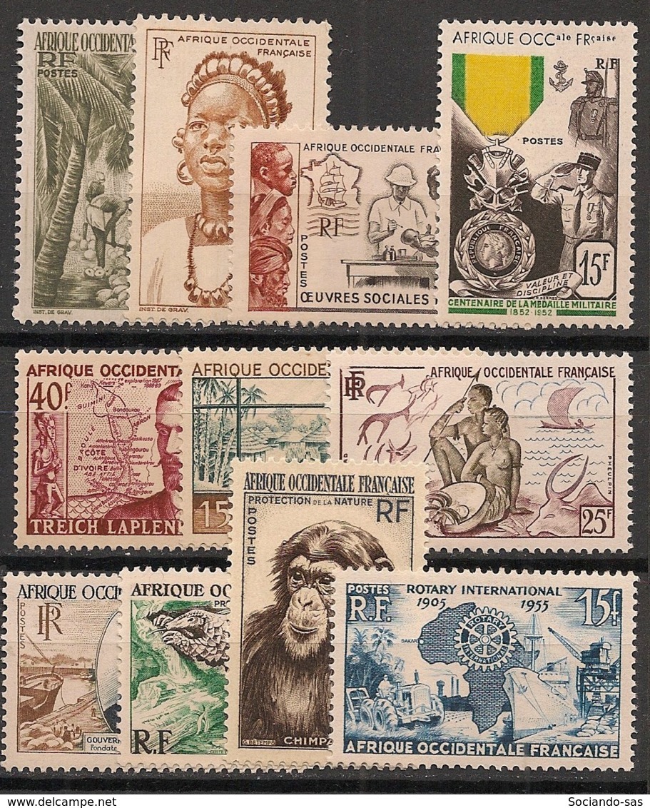 AOF - 1948-55 - N°Yv. 43 à 53 - Complet - 11 Valeurs - Neuf Luxe ** / MNH / Postfrisch - Neufs