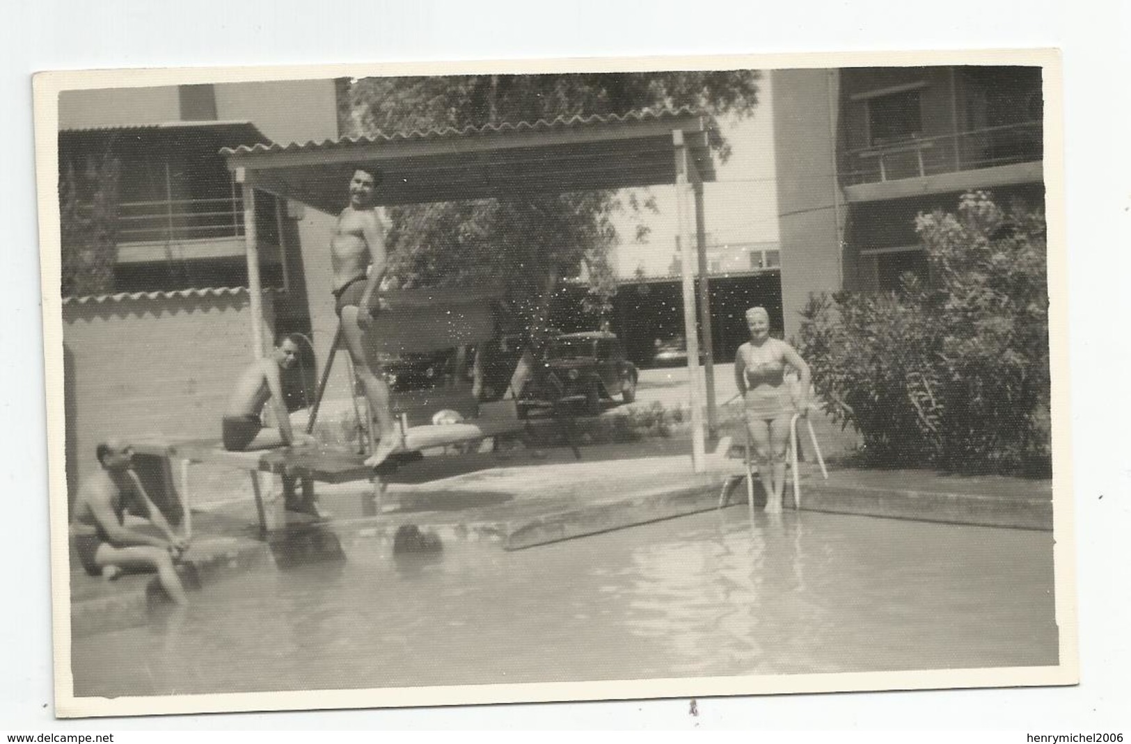 Carte Photo Irak Baghdad  Hotel Select  Piscine Homme Maillot De Bains Femme 1952 - A Identifier