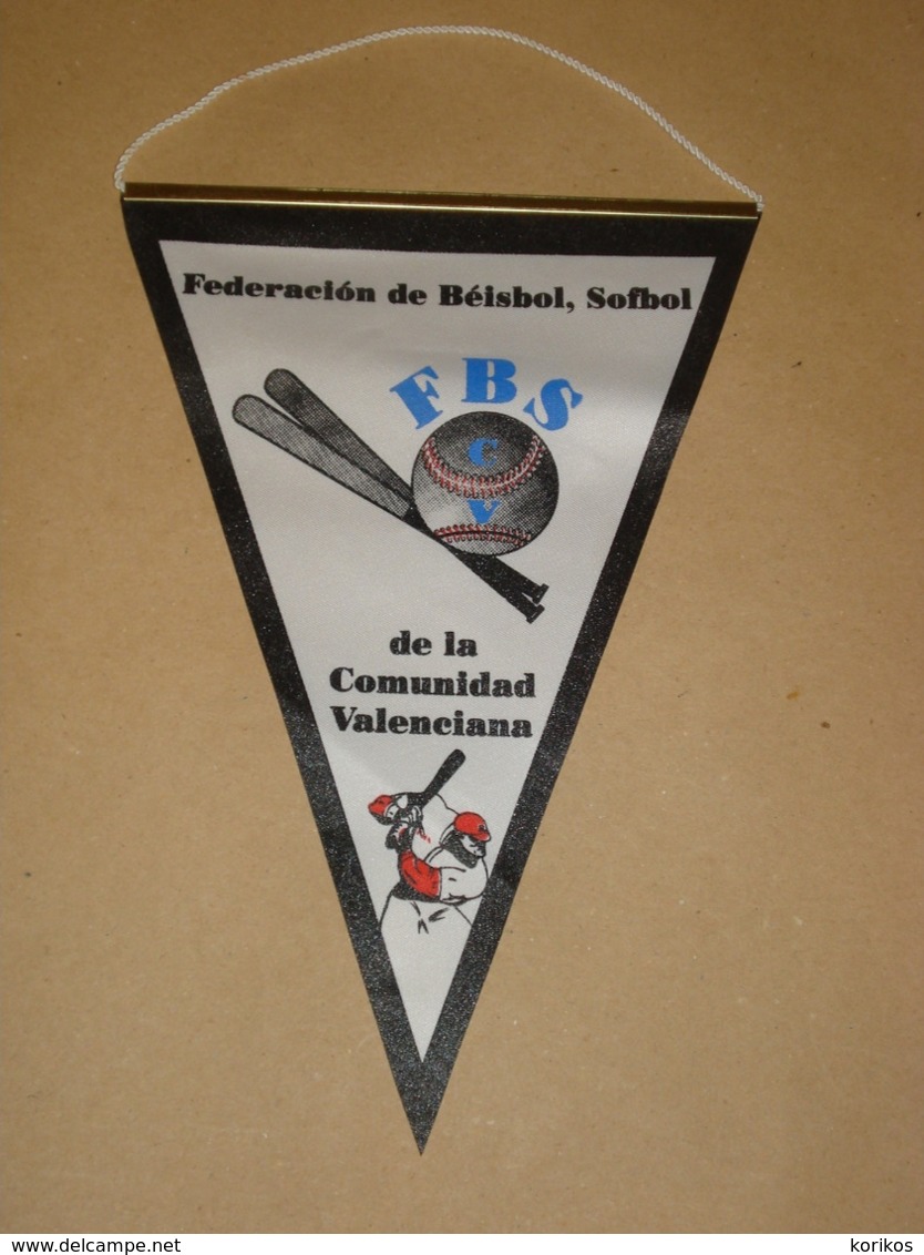 VALENCIANA BASEBALL SOFTBALL FEDERATION - PENNANT FLAG BANNER - VALENCIA - SPAIN - ESPANA - Abbigliamento, Souvenirs & Varie