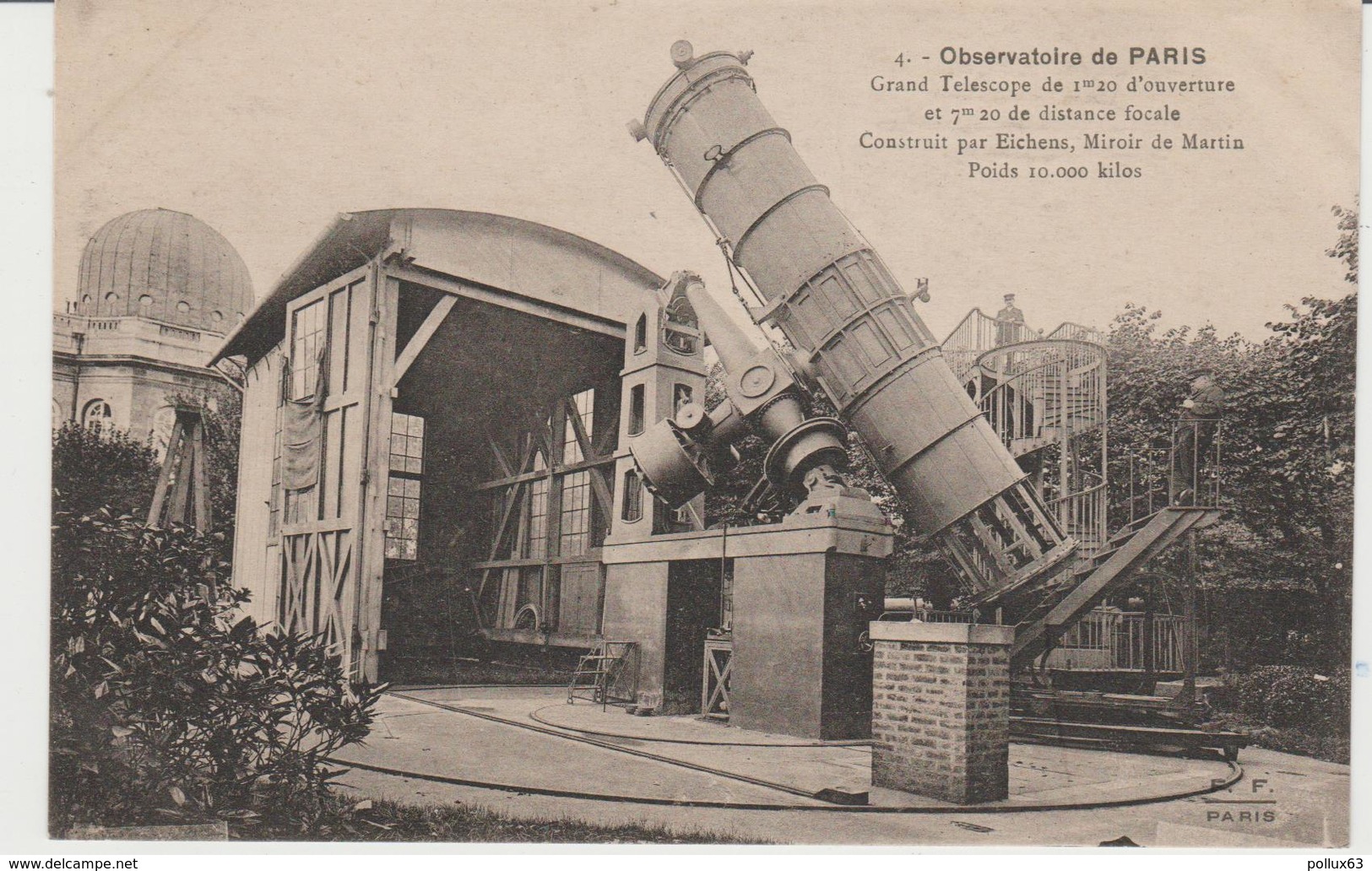 CPA PARIS (75) OBSERVATOIRE DE PARIS - GRAND TELESCOPE DE 1m20 D'OUVERTURE Et 7m20 De DISTANCE FOCALE-POIDS 10.000 KILOS - Autres & Non Classés