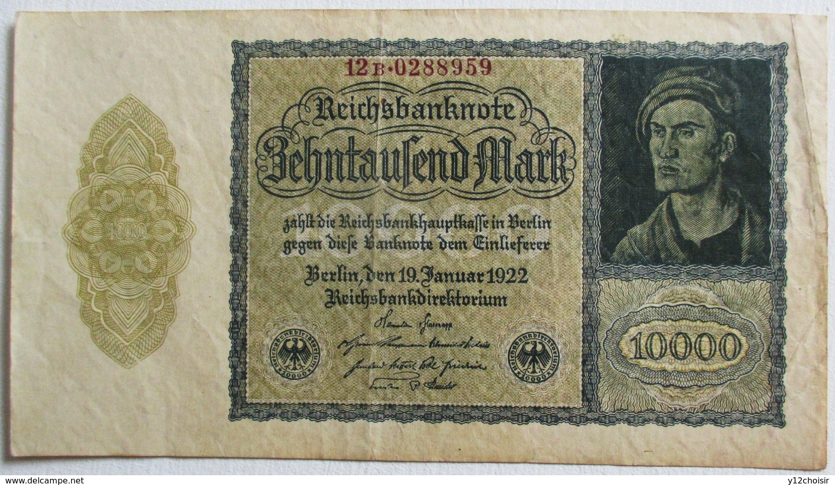 BILLET DE 10000 MARK BERLIN 1922 REICHSBANKNOTE REPUBLIQUE DE WEIMAR ALLEMAGNE PRUSSE - 10000 Mark