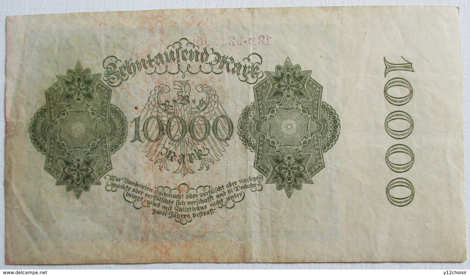 BILLET DE 10000 MARK BERLIN 1922 REICHSBANKNOTE REPUBLIQUE DE WEIMAR ALLEMAGNE PRUSSE - 10000 Mark