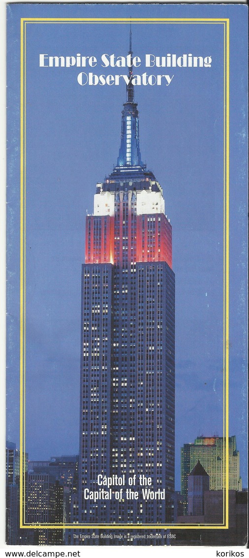 NEW YORK EMPIRE STATE BUILDING OBSERVATORY LEAFLET - NY - América Del Norte