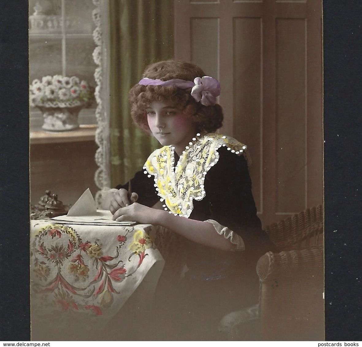 GRETE REINWALD Writing A Letter - Old Real Photo Postcard PFB 1910s GERMANY - Portraits