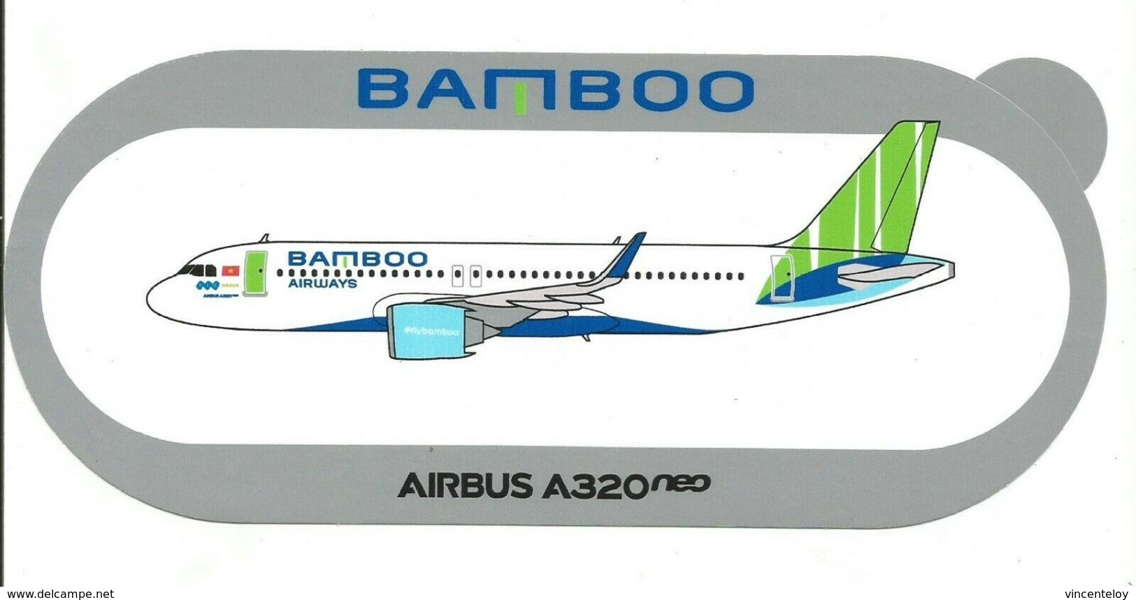 AUTOCOLLANT, Sticker «AIRBUS A320 Neo BAMBOO » (avion)   en L Etat Sur Les Photos - Aufkleber