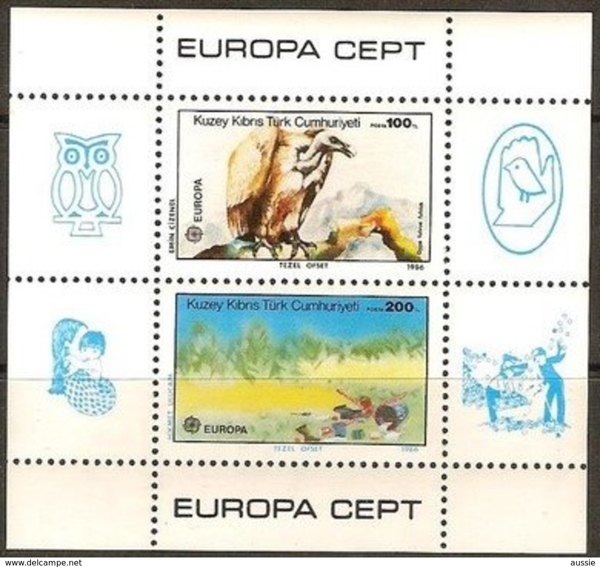 Cept 1986 Chypre Turc Turks Cyprus Bloc 5 *** MNH Cote 12,00 Euro Europa Faune - Neufs