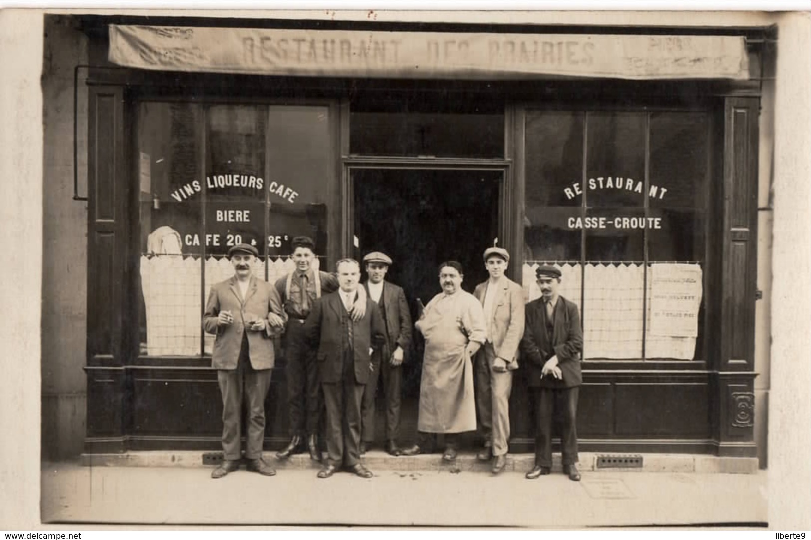 RESTAURANT DES PRAIRIES  C.1921 ! Devanture Magasin  Carte Photo Vin Liqueur Bière Café Paris 18e ?! - Zu Identifizieren