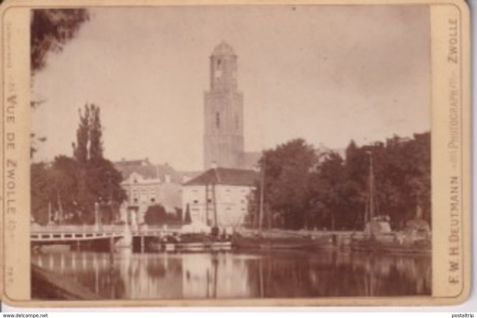 F.W.H. DEUTMANN ZWOLLE  VUE DE ZWOLLE  NEDERLAND HOLLAND 16*10CM Cabinet  Photograph - Ancianas (antes De 1900)