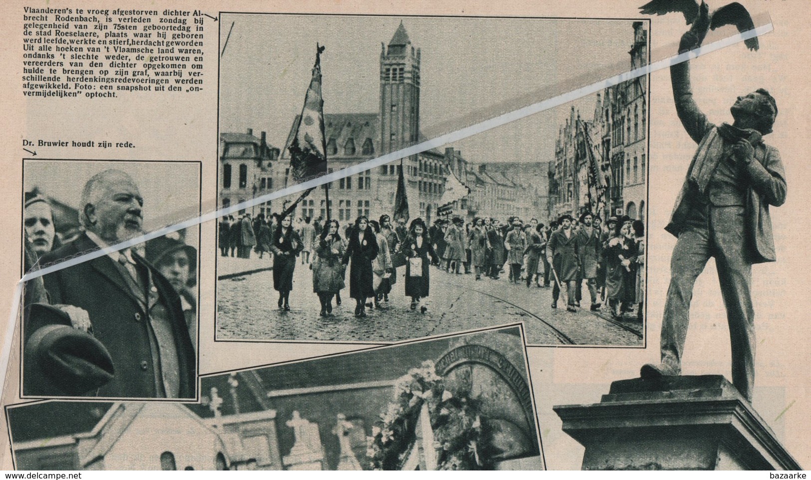 ROESELARE..1932.. DE RODENBACH-HERDENKING TE ROESELARE / DR. BRUWIER HOUDT ZIJN REDE - Non Classificati