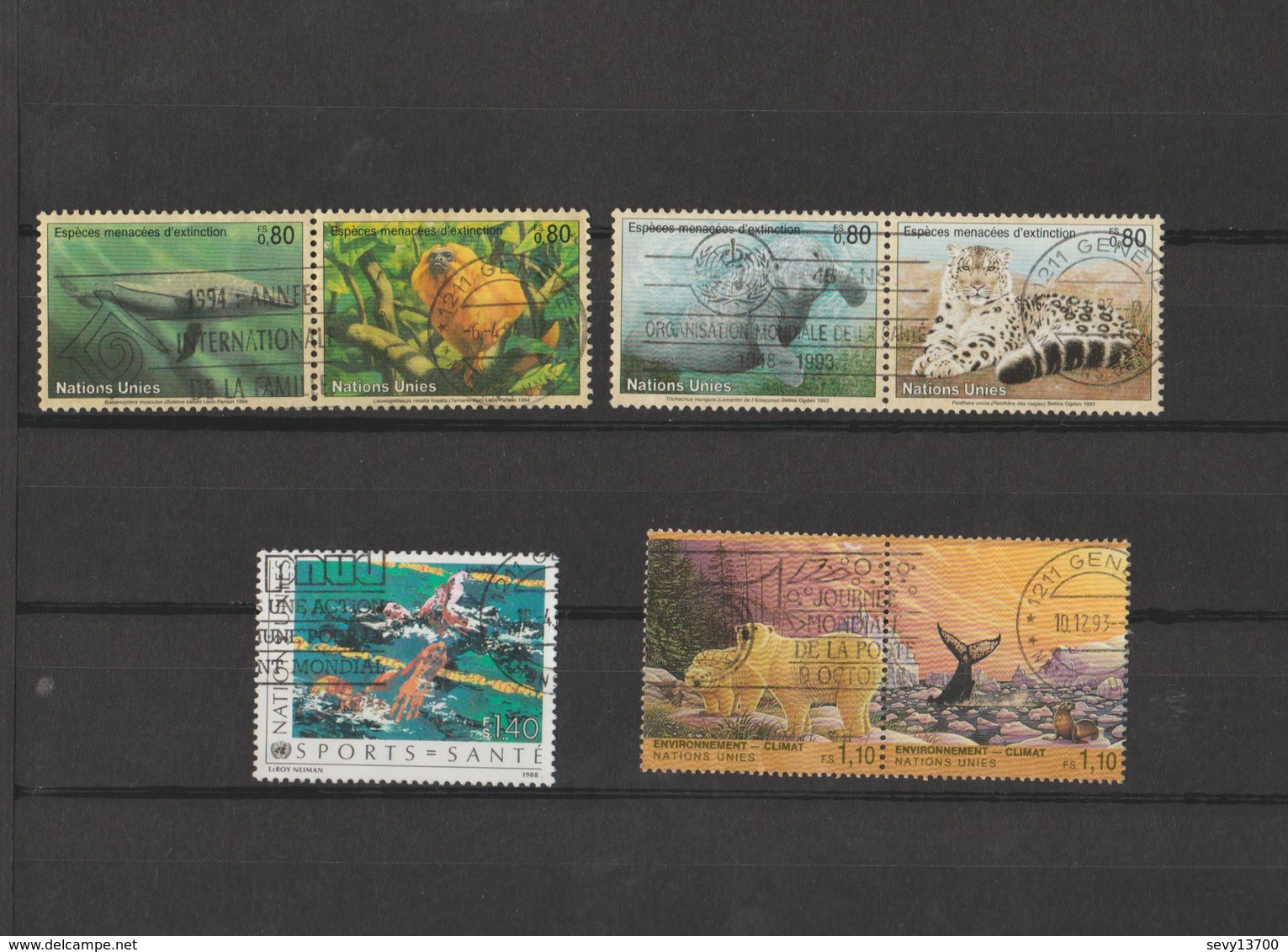 Lot 7 Timbres ONU United Nations Animaux Année 1994 Mi 247 - 248 - 1993 Mi 229 Et 231 -  1988 Mi 170 - 1993 Mi 239 - 240 - Autres & Non Classés