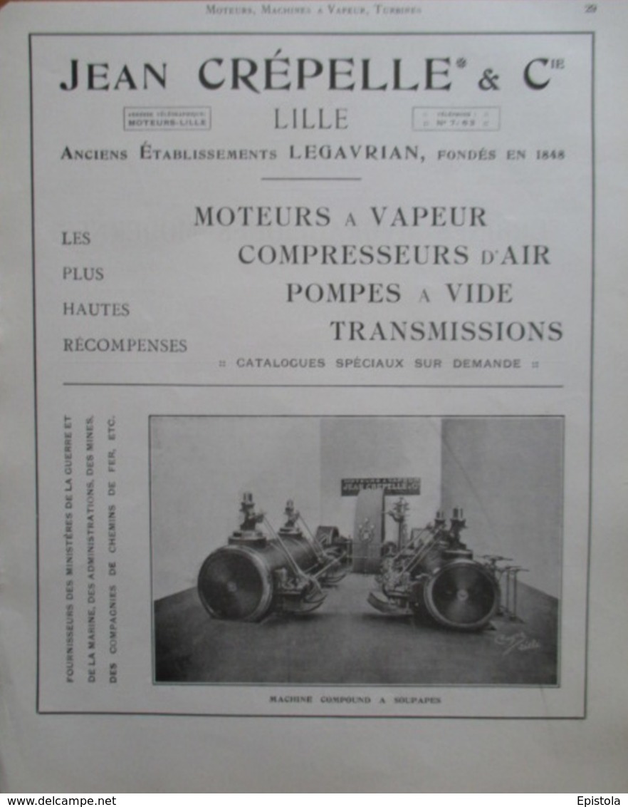MACHINE COMPOUND à Soupapes Et Crepelle à Lille - Page De 1925 Catalogue Sciences & Tech. (Dims. Standard 22 X 30 Cm) - Autres Appareils
