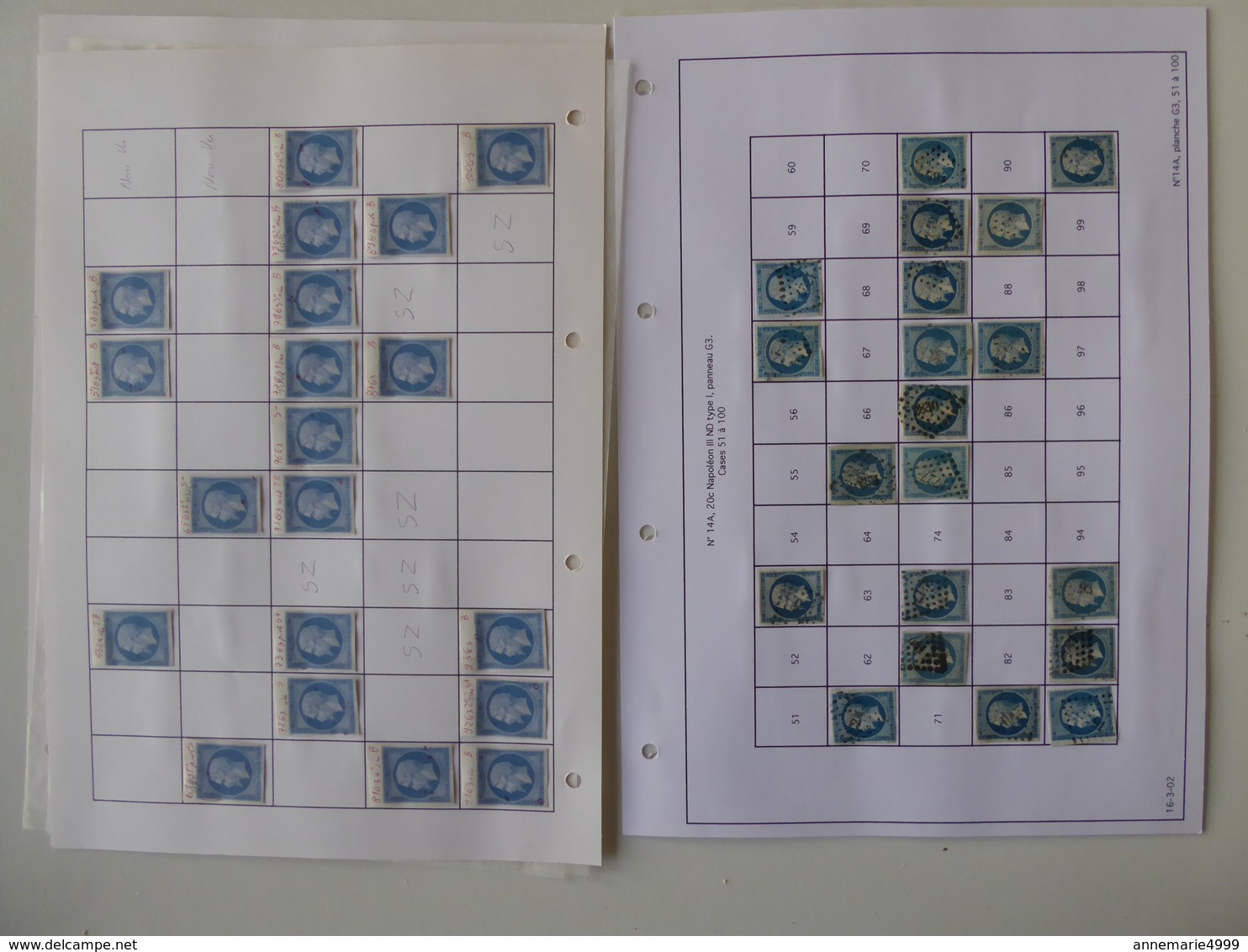 FRANCE Planchage du Numéro 14A Type I Panneau G3 , IMPORTANT Voir commentaire. Travail de spécialiste