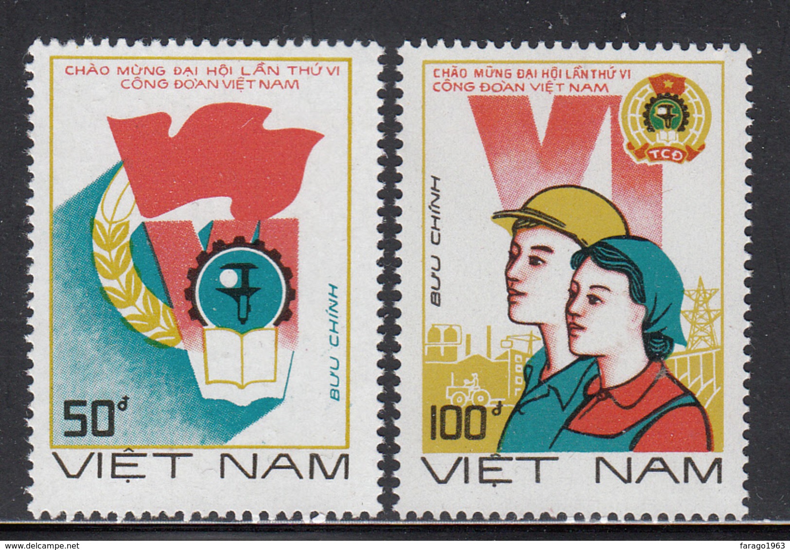 1988 Vietnam Trade Unions Labour  Complete Set Of 2 MNH - Vietnam