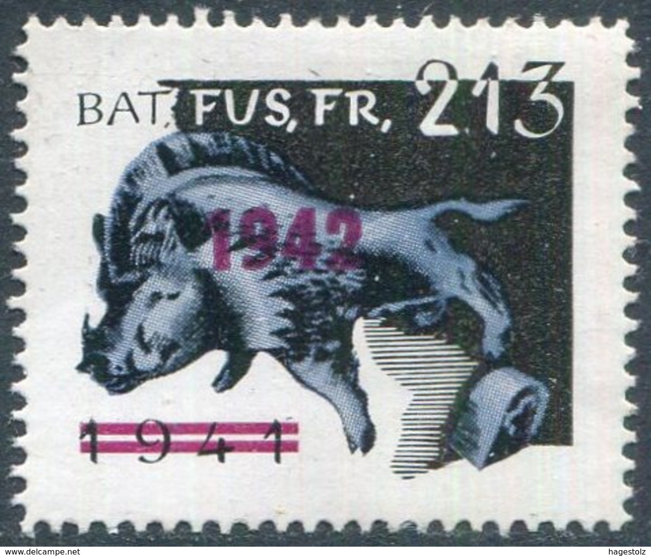 BOAR Switzerland 1942 Military Post BAT.FUS.FR.213 Eber Wildschwein Sanglier Wild Pig Grenztruppen Troupes Frontières - Sonstige & Ohne Zuordnung