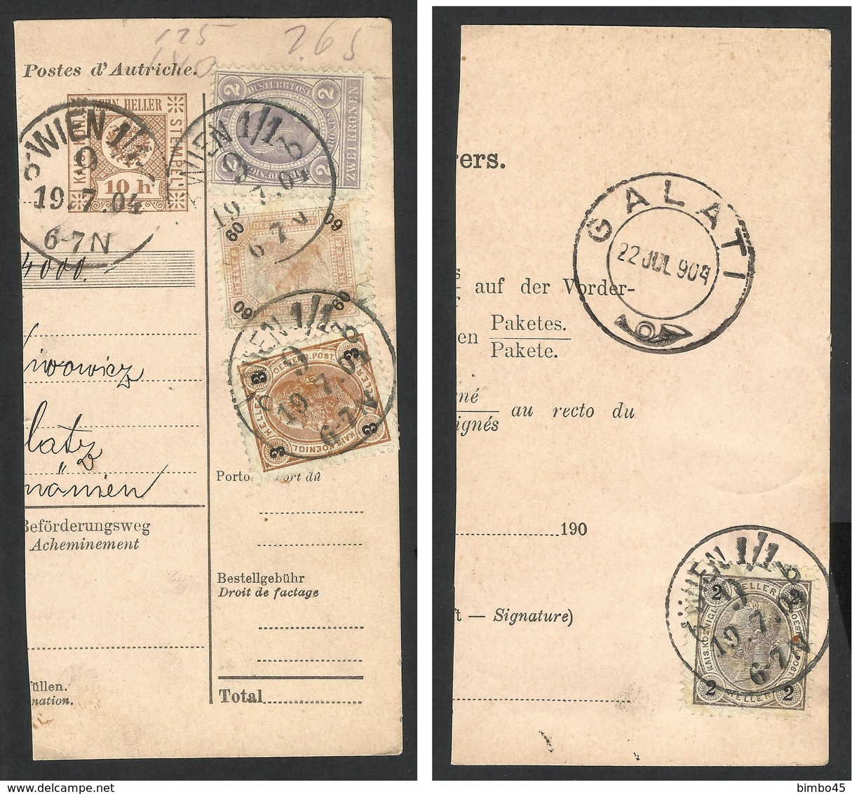 AUSTRIA--19.07.1904--WIEN Stempel--GALATI  ROMANIA - Covers & Documents