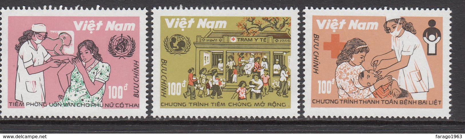 1989 Vietnam Health Immunisation Nurses Complete Set Of 3 MNH - Viêt-Nam